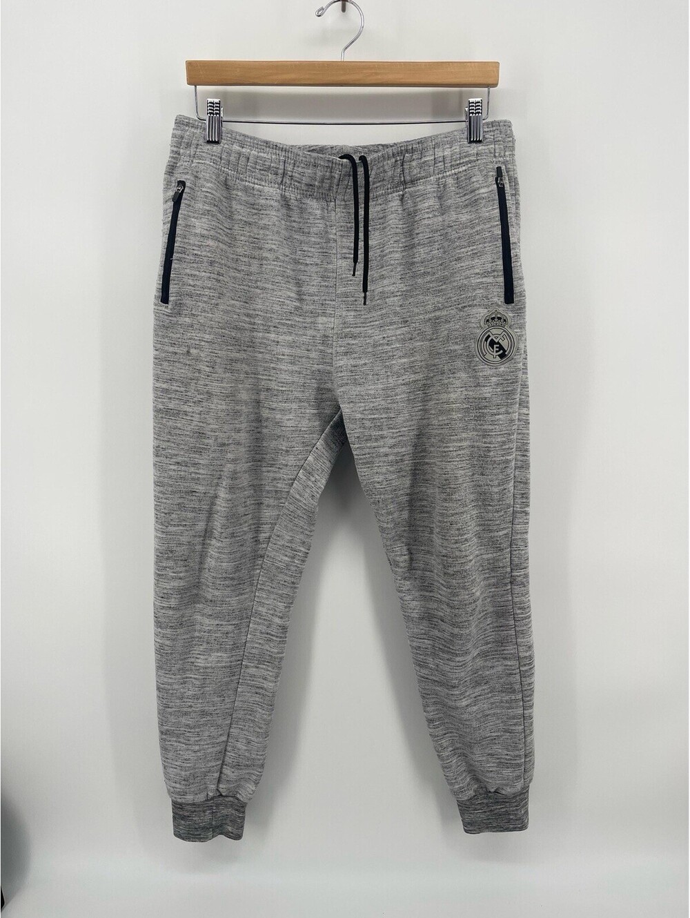 Real‎ Madrid Jogger Sweatpants Gray Men’s L/G Zip Pockets Drawstring